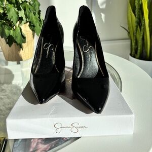 Black Patent Leather Pointed Toe Stiletto by Jessica Simpson